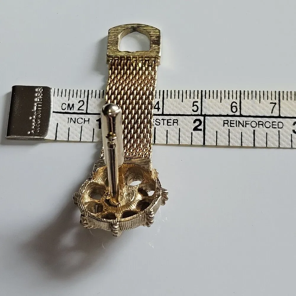 Swank Vintage Gold Tone Metal Champagne Colored Glass Cufflinks
